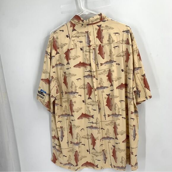 Columbia Mens XL Short Sleeve Button Front Fish Shirt - Picture 5 of 8